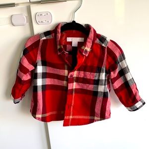 Burberry flannel button up 6M